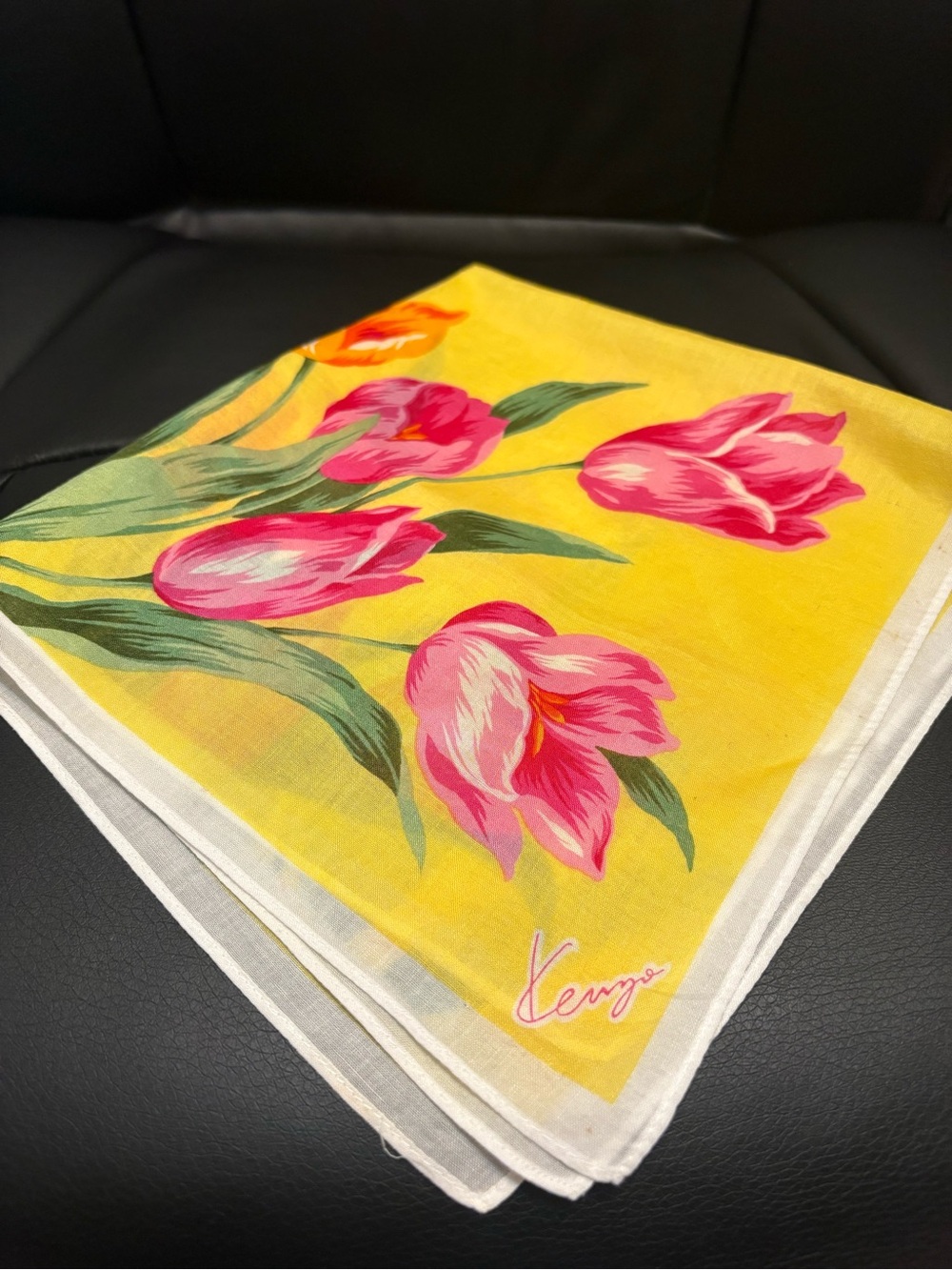 Kenzo Yellow Tulip Print square handkerchief